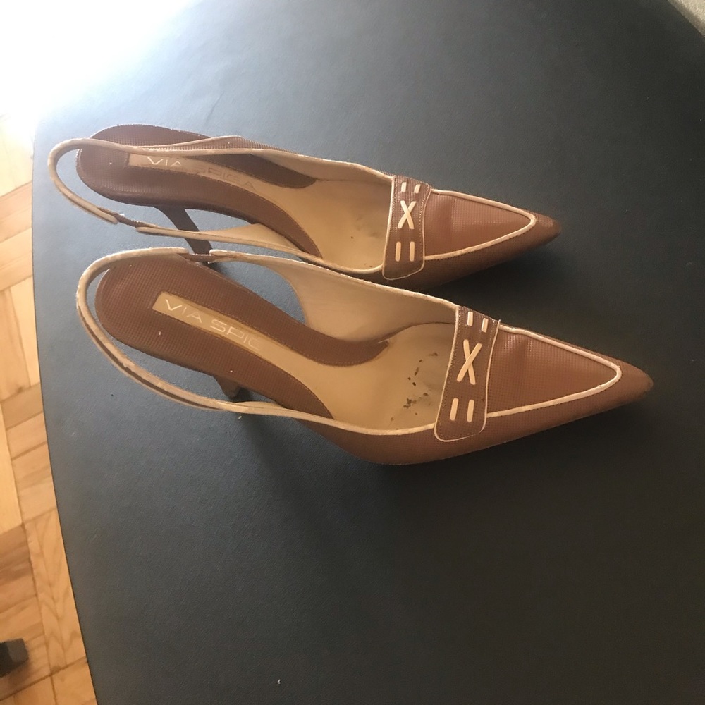 VIA SPIGA TAN & WHITE  Heels  37.5
